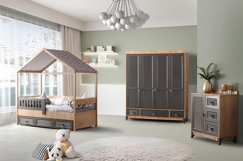 Grey youth bedroom set - , nursery