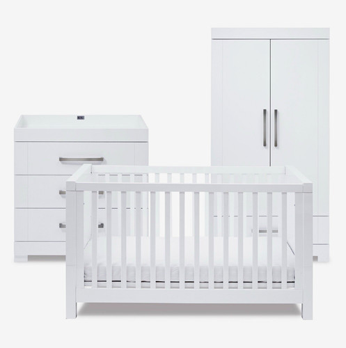 Silver cross white 3pc - cross, nursery