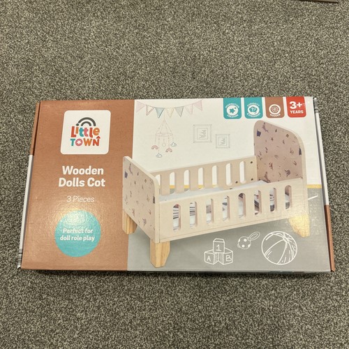 Little town wooden dolls cot - little,