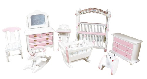 Dolls house pink white - pink,